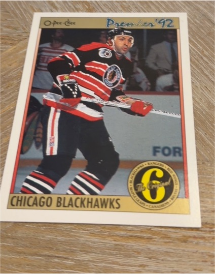 1991-92 O-Pee-Chee Premier #159 John Tonelli Chicago Blackhawks — front