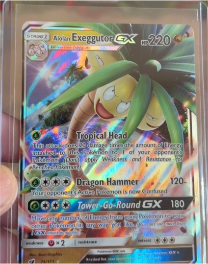 2017 Pokémon TCG Crimson Invasion #74 Alolan Exeggutor GX — front