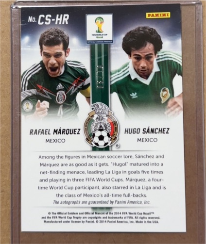 2014 Panini World Cup CS-HR Rafael Márquez & Hugo Sánchez — front