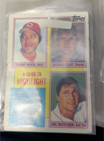 1984 Topps #6 Johnny Bench / Gaylord Perry / Carl Yastrzemski — front
