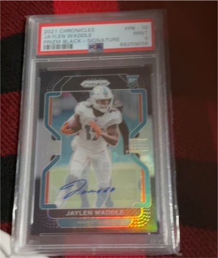 2021 Panini Chronicles Prizm Black #PB-24 Jaylen Waddle Signature — front