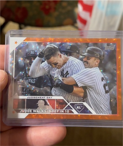 2023 Topps Series 1 #245 Judgement Day Judge Walks It Off In 10 Aaron Judge — front