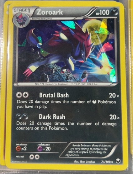 2012 Pokémon Dark Explorers #71 Zoroark — front