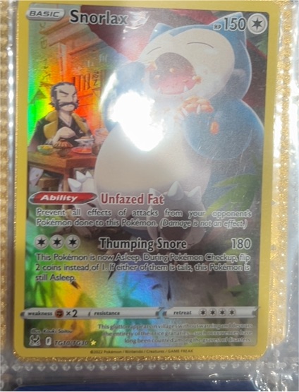 2022 Pokemon SWSH Lost Origin #TG10/TG30 Snorlax Trainer Gallery — front