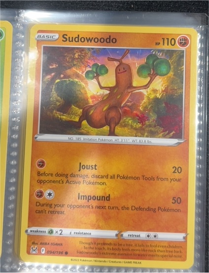 2022 Pokémon Sword & Shield Lost Origin #94 Sudowoodo — front