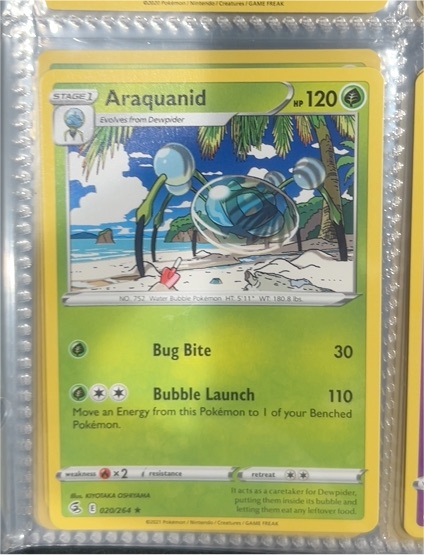 2021 Pokémon Fusion Strike #020 Araquanid — front