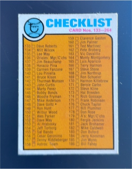 1973 Topps Checklist #264 — front