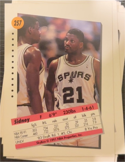 1991 SkyBox #257 Sidney — front