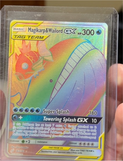 2019 Pokemon Sun & Moon Team Up #183 Magikarp & Wailord GX Secret Rare — front