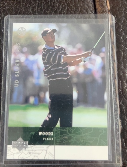 2002 Upper Deck Superstars #1 Tiger Woods — front