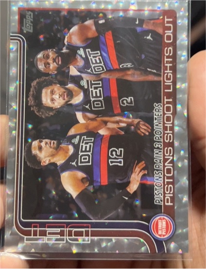 2025-26 Topps #279 Pistons Rain 3 Pointers: Pistons Shoot Lights Out — front