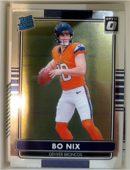 2024 Donruss Optic #6 Bo Nix Denver Broncos 2014 Retro Series Rated Rookie RC — front