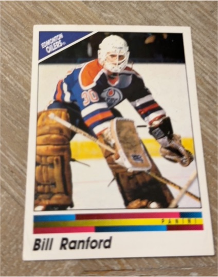 1990-91 Panini Hockey Sticker #218 Bill Ranford — front