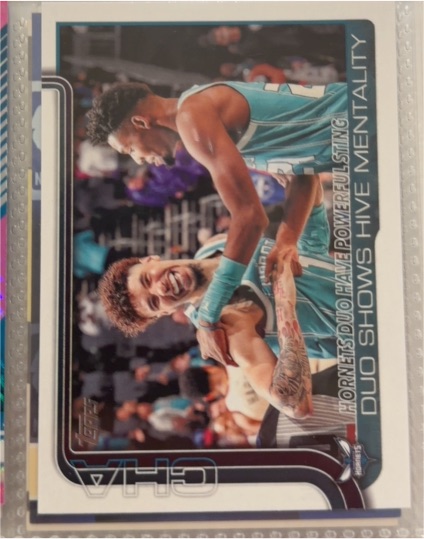 2025-26 Topps #283 Hornets Duo Have Powerful Sting: Duo Shows Hive Mentality — front