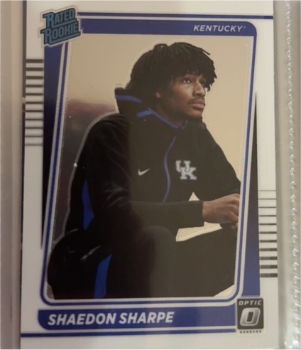2022 Panini Chronicles Draft Picks Donruss Optic Rated Rookie #21 Shaedon Sharpe — front