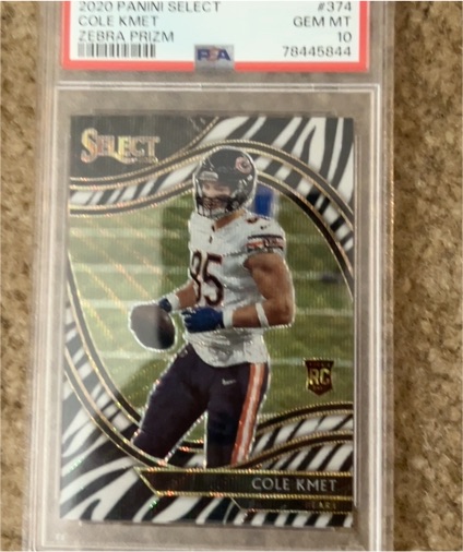 2020 Panini Select #374 Cole Kmet Zebra Prizm — front