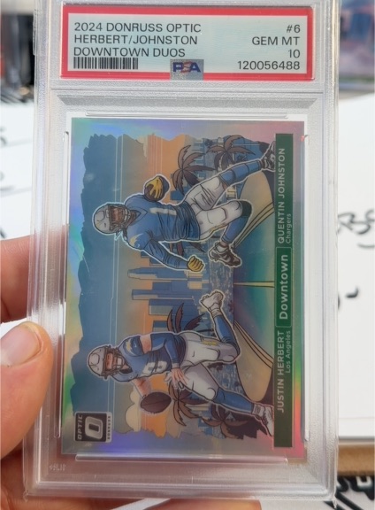 2024 Donruss Optic #6 Justin Herbert/Quentin Johnston Downtown Duos — front