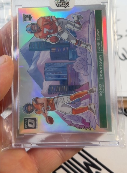 2024 Panini Donruss Optic #13 Bo Nix/John Elway Downtown Duos Rookie Card — front