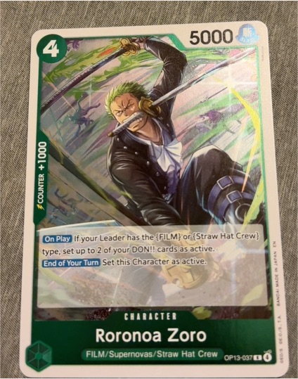 One Piece Card Game OP13-037 Roronoa Zoro Carrying On His Will — front