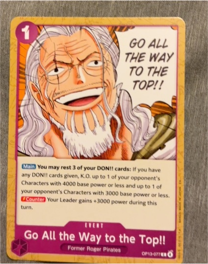 2025 One Piece Card Game OP13-077 Go All the Way to the Top!! C Carrying On His Will — front