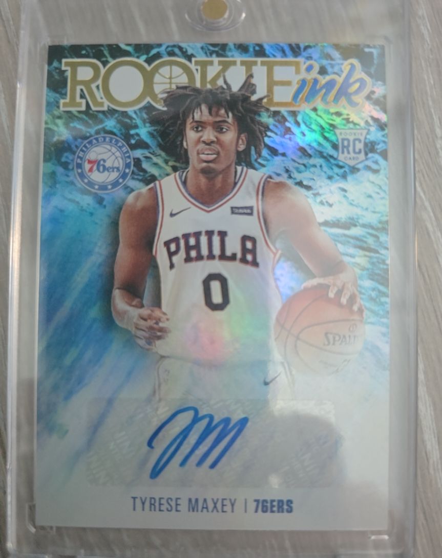 2020-21 Panini Hoops #RI-TMA Tyrese Maxey Rookie Ink — front