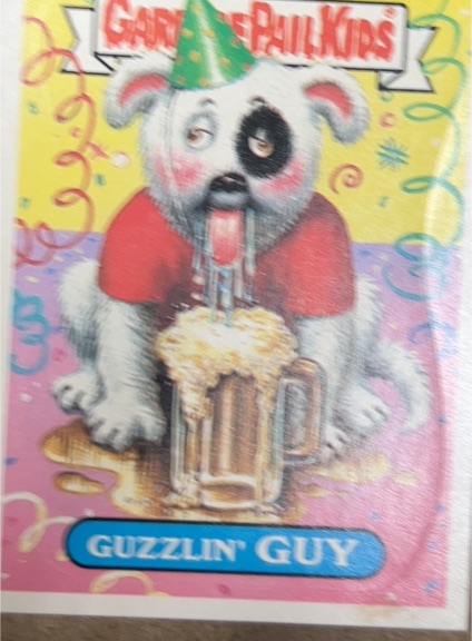 1985 Garbage Pail Kids M1 Guzzlin' Guy — front