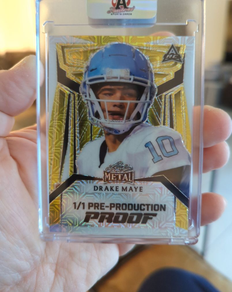 2024 Leaf Metal #1/1 Drake Maye Pre-Production Proof — front