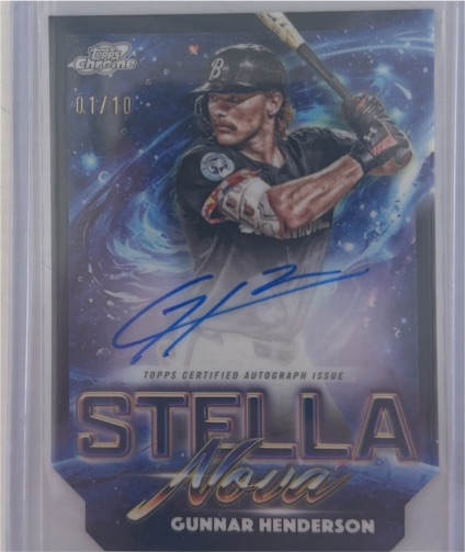 2025 Topps Chrome Cosmic #01/10 Gunnar Henderson Stella Nova Black Auto — front