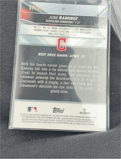 2022 Topps #52 Jose Ramirez — front