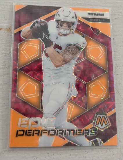 2025 Panini Mosaic #10 Trey McBride Epic Performers Orange Fluorescent Mosaic — front