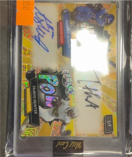 2024 Wild Card Alumination #1/1 Ashton Jeanty / Travis Hunter Dual Auto — front