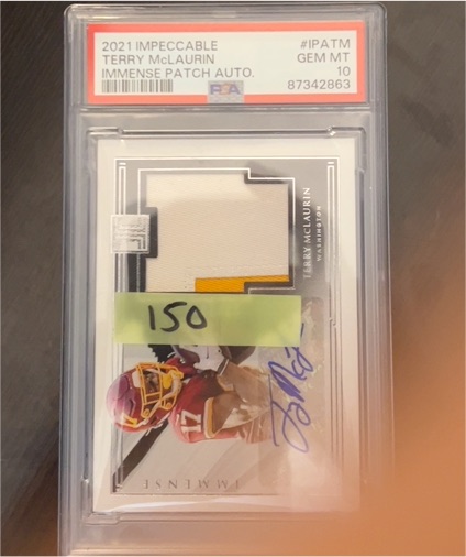 2021 Panini Impeccable #IPATM Terry McLaurin Immense Patch Auto — front