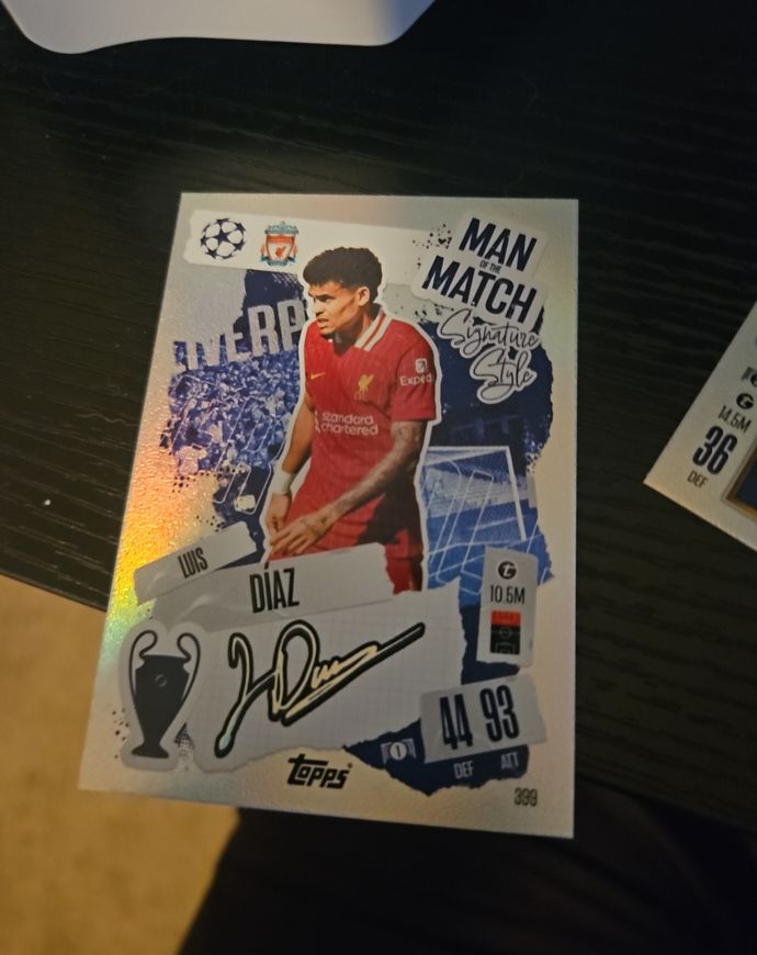 2024-25 Topps Match Attax #399 Luis Diaz Man of the Match Signature Style — front