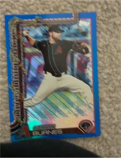 2025 Topps Holiday Blue Metallic Glitter #H185 Corbin Burnes — front