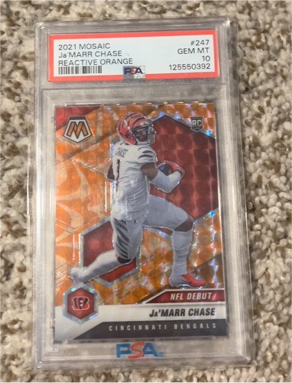 2021 Panini Mosaic #247 Ja'Marr Chase NFL Debut Reactive Orange — front