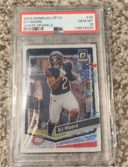 2023 Donruss Optic #34 DJ Moore White Sparkle — front