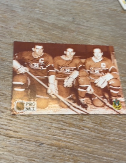 1991 Pro Set #337 The Punch Line Maurice Richard, Elmer Lach, Toe Blake — front