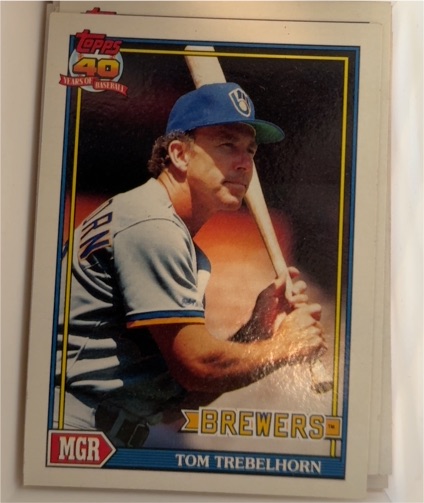 1991 Topps #459 Tom Trebelhorn Milwaukee Brewers — front