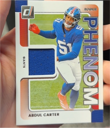 2025 Donruss #RPJ-ACR Abdul Carter Rookie Phenom Patch — front