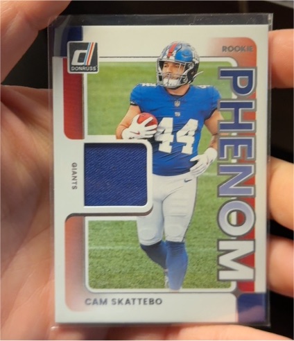 2025 Panini Donruss #RPJ-CSO Cam Skattebo Rookie Phenom Patch — front