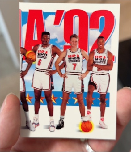 1991-92 Skybox Team USA #546 Larry Bird Patrick Ewing Scottie Pippen Barcelona — front