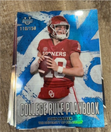 2025 Bowman Chrome University #CRP-14 John Mateer College Rule Playbook — front
