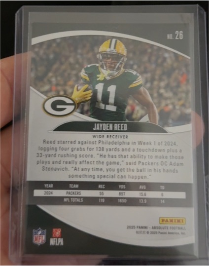 2025 Panini Absolute Football #26 Jayden Reed — front