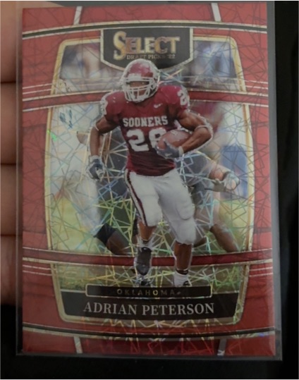 2022 Panini Select Draft Picks #65 Adrian Peterson Red Lazer Prizm — front
