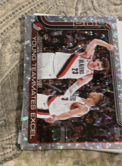 2025-26 Topps #289 Rip City Duo Shines: Young Teammates Excel Shaedon Sharpe / Donovan Clingan — front