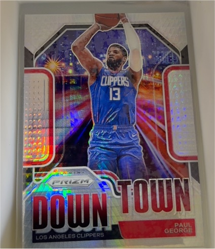 2020-21 Panini Prizm #3 Paul George Downtown Bound Prizms Hyper — front