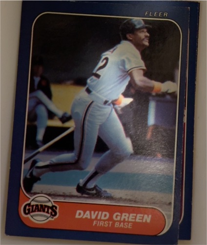 1986 Fleer #543 David Green — front