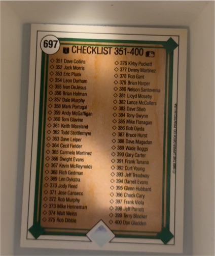 1989 Upper Deck #697 Checklist 351-400 — front