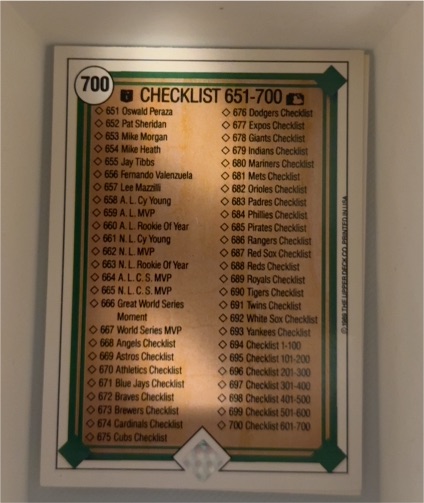1989 Upper Deck #700 Checklist 651-700 — front