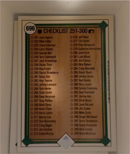 1989 Upper Deck #696 Checklist 251-300 — front